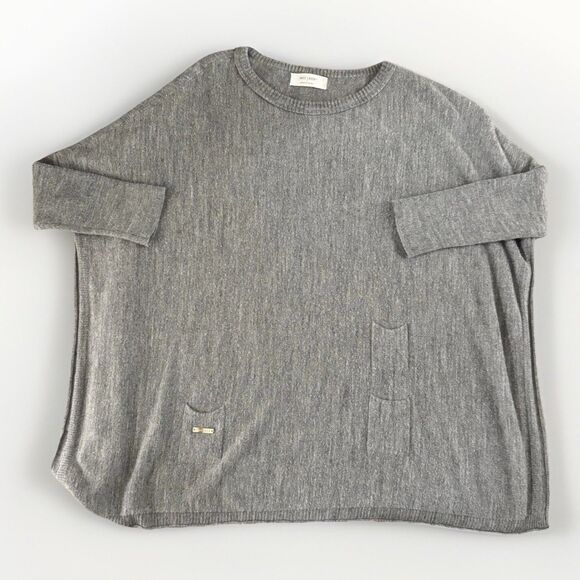 Mer Sea Sweater Women Size OS Catalina Grey Fitted Sleeve Split Side Knit Top - Picture 3 of 7